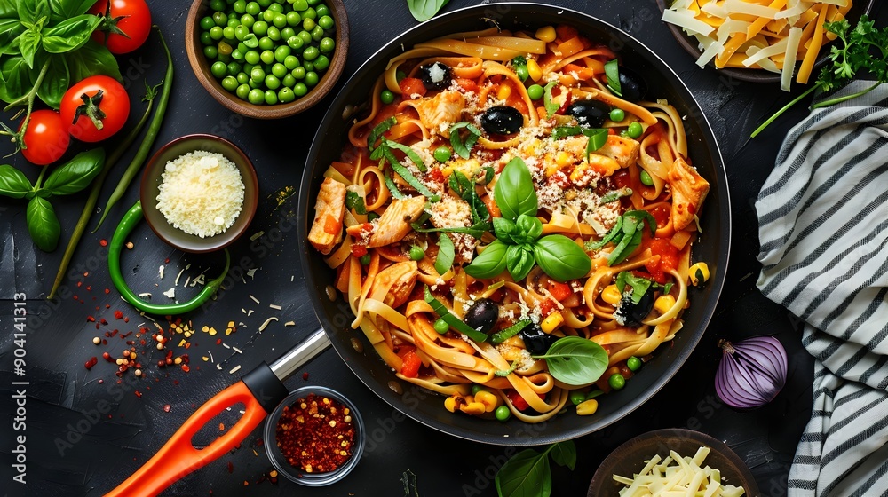 Savory Penne Pasta Dish with Fresh Tomato Sauce and Vegetables Savory Penne Pasta Dish with Fresh Tomato Sauce and Vegetables