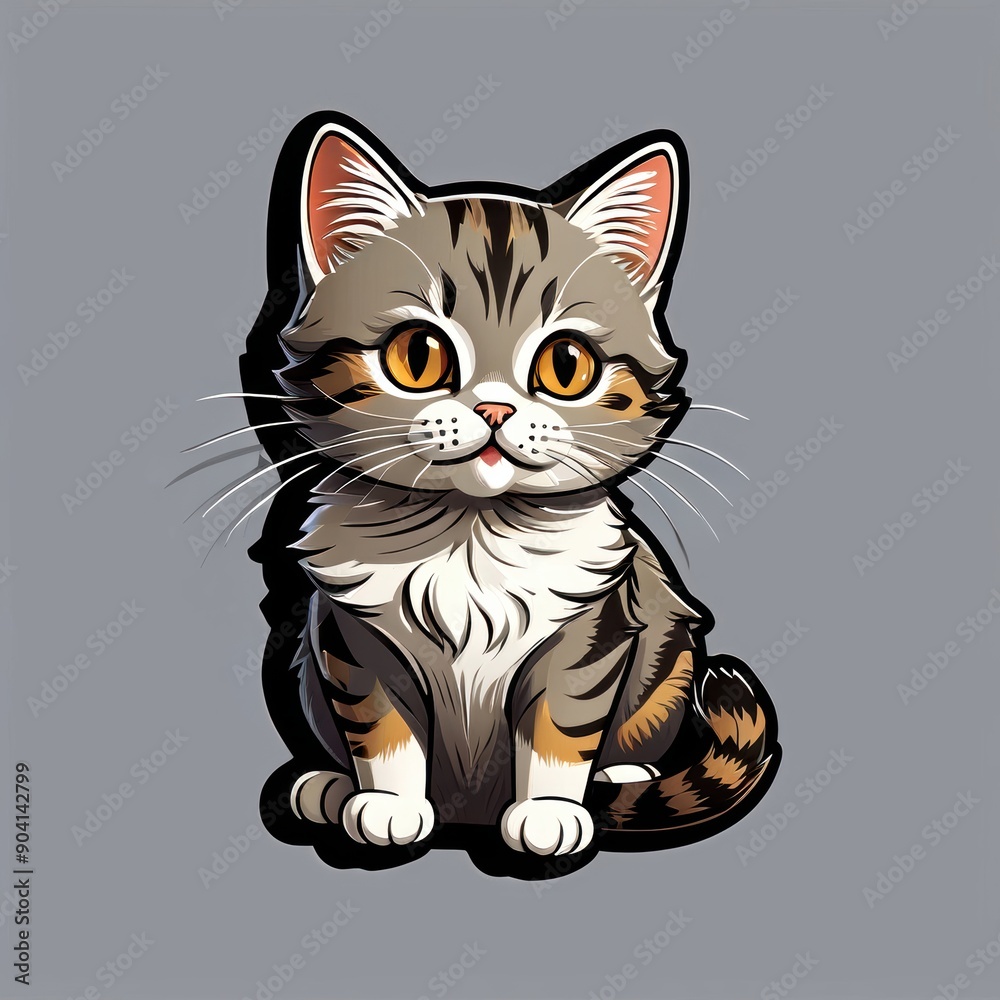 Cute Cartoon Kitten SittingGenerative Ai Cute Cartoon Kitten SittingGenerative Ai