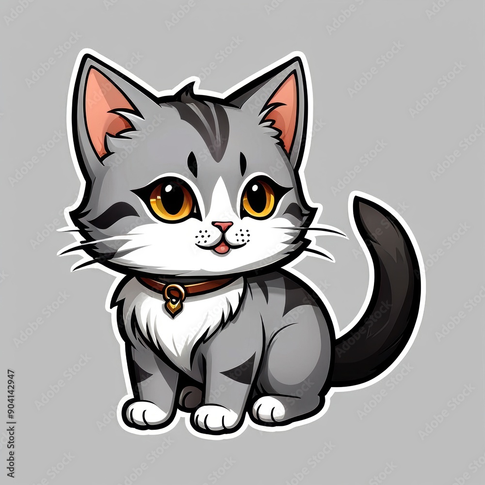 Cute Cartoon Cat with Yellow EyesGenerative Ai Cute Cartoon Cat with Yellow EyesGenerative Ai