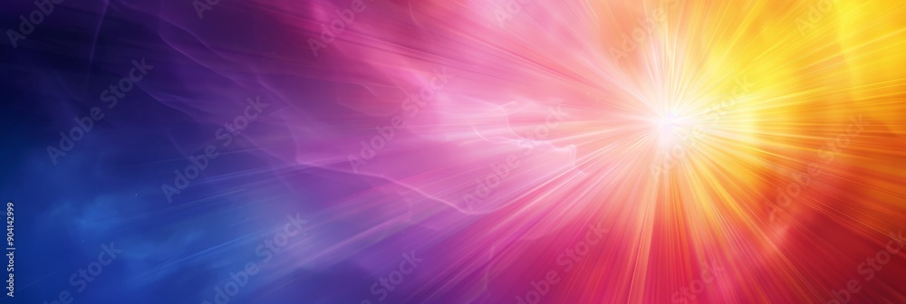 Obraz premium Abstract vibrant backdrop with radiant light, featuring a dynamic blend of blue, purple, pink, yellow hues.