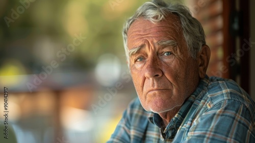 Senior Man with Confused Expression Symbolizing Mental Health and Dementia Issues