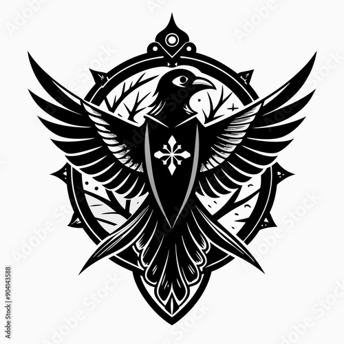 A black and white bird with a shield on its back
