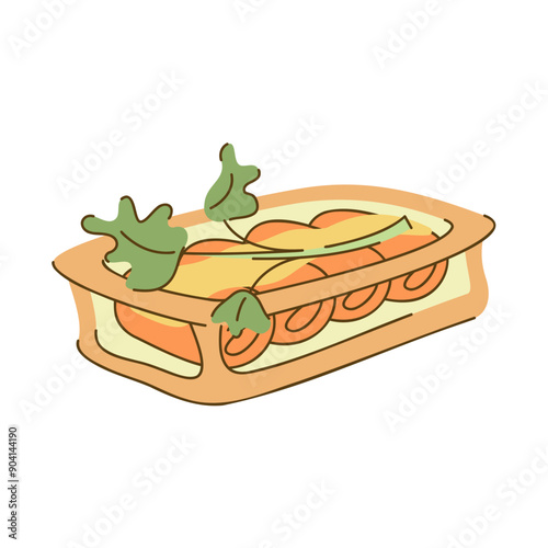 Enchiladas in a glass dish. Vector hand drawn illustration.