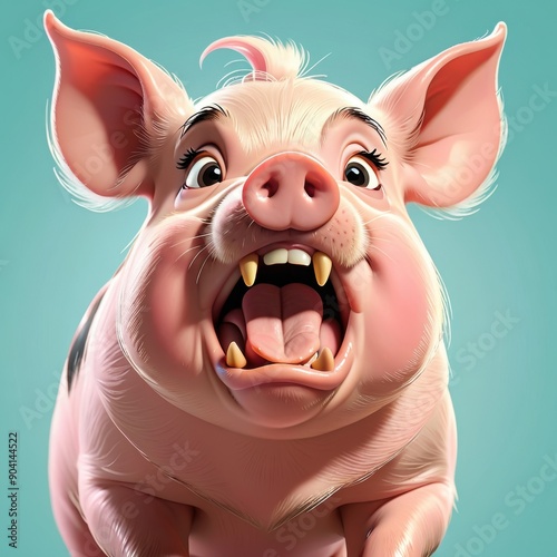 Funny Pig with Open Mouth.Generative Ai