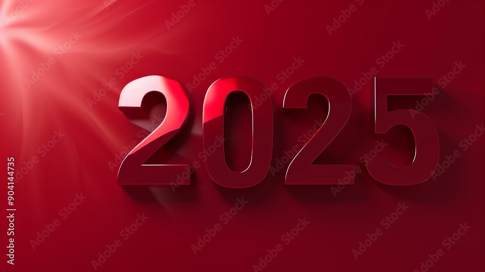 The number 2025 on an abstract red background.