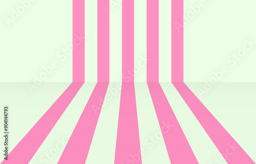 Abstract background with perspective line.Graphic vector background with stripe.Pink lines isolated on light green background.