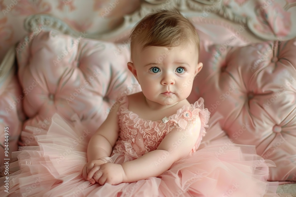 Baby wearing a pink, red or white outfit, Generative AI. Baby wearing a pink, red or white outfit, Generative AI.