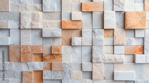 Elegant marble wall featuring varied textures and colors, perfect for interior design and architectural applications.