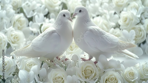 white doves, birds, couple, artistic background