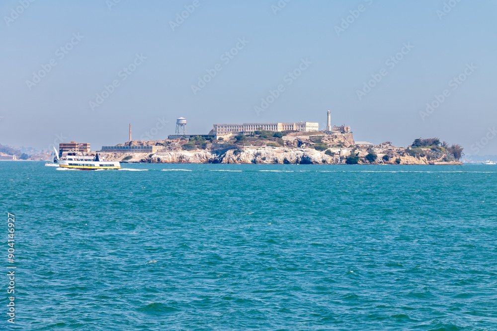 Boats and Alcatraz San Francisco Bay California Boats and Alcatraz San Francisco Bay California