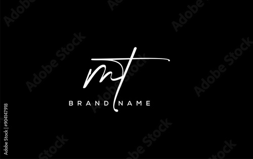 MT letter beauty handwriting vector logo.