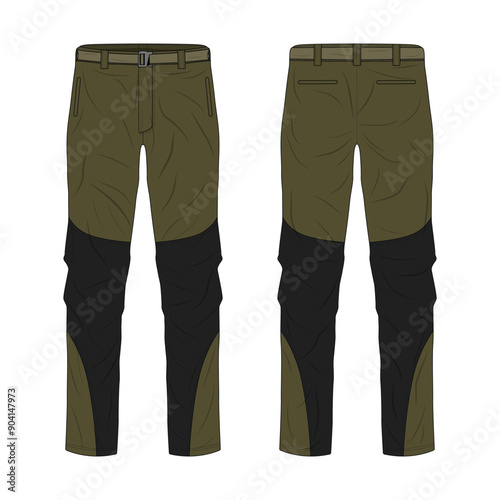 Outdoor hiking pants template front and back view