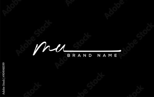 MU letter beauty handwriting vector logo.