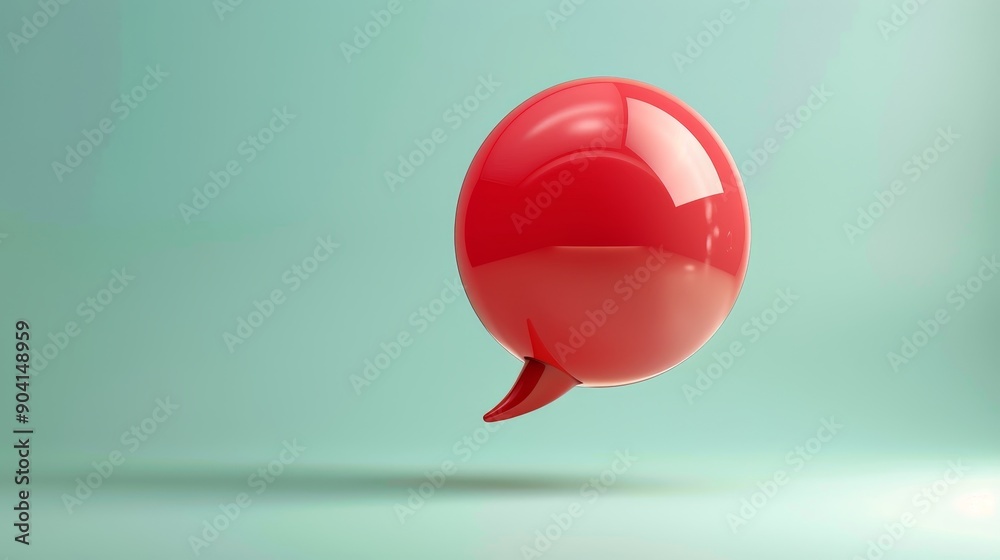 A vibrant red speech bubble floats against a soft blue background, symbolizing communication and conversation. A vibrant red speech bubble floats against a soft blue background, symbolizing communication and conversation.