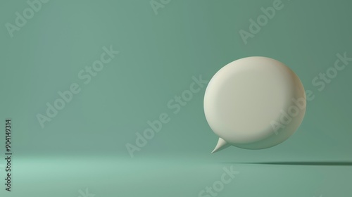 A white speech bubble floating in mid-air against a light teal background.