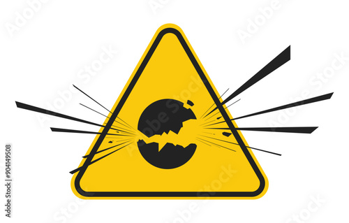 Isolated triangle yellow sign of highly explosive material,for danger, caution safety label