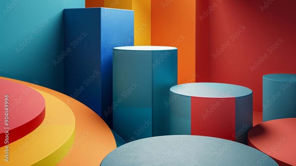 Abstract geometric shapes in vibrant colors create a dynamic and colorful composition Abstract geometric shapes in vibrant colors create a dynamic and colorful composition