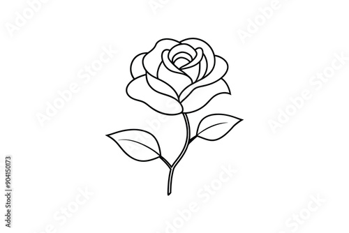 Rose flower for design element and coloring book pages for kids