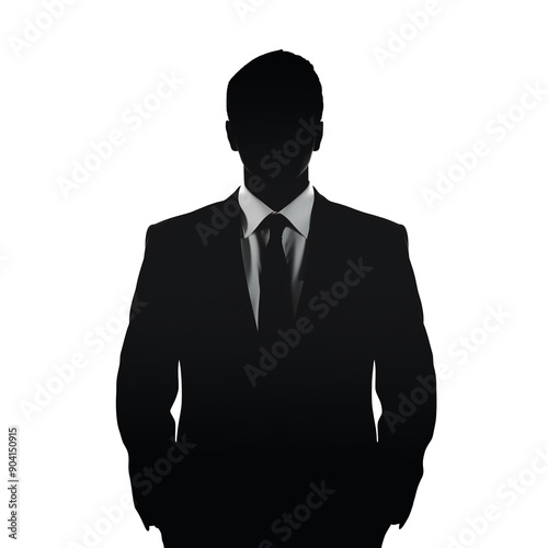 Man silhouette front view cutout. Businessman silhouette cutout