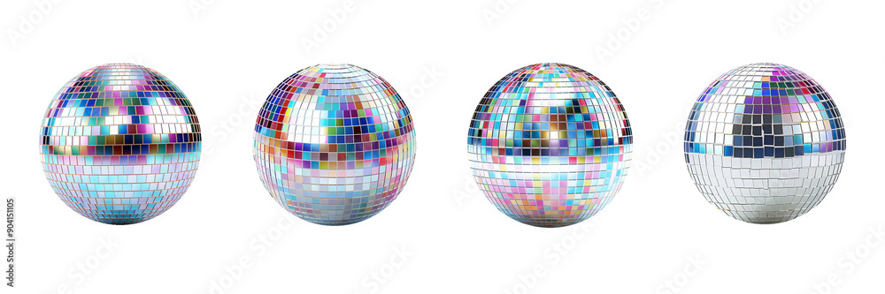 Disco mirror ball cutout. Set of disco ball on transparent background Disco mirror ball cutout. Set of disco ball on transparent background