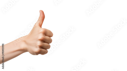 Thumb up finger cutout. Realistic hand with thumb up finger photo