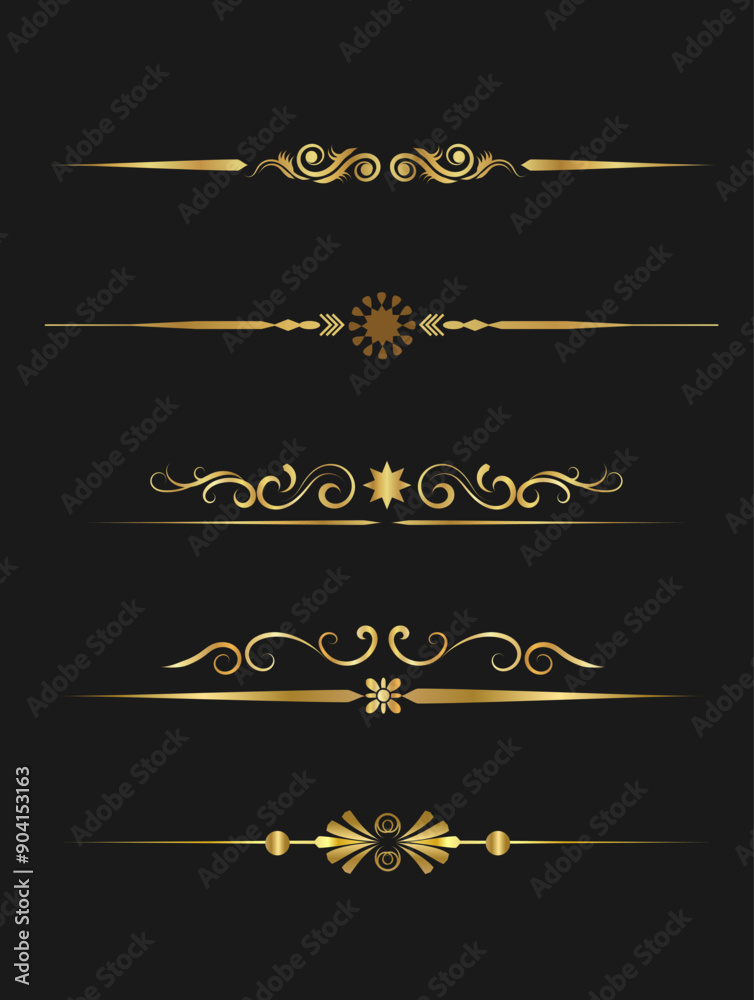 Fototapeta premium Collection of decorative line elements, borders and dividers