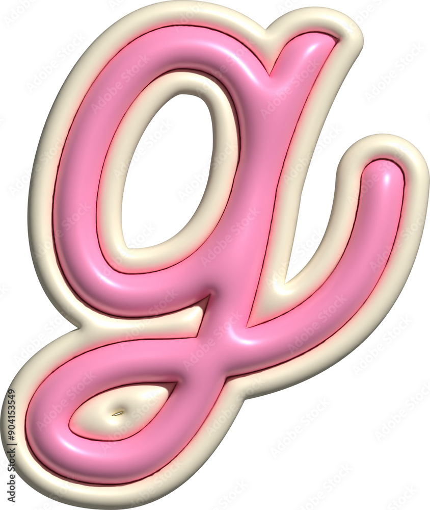 3D Coquette Pink Script Letter g 3D Coquette Pink Script Letter g