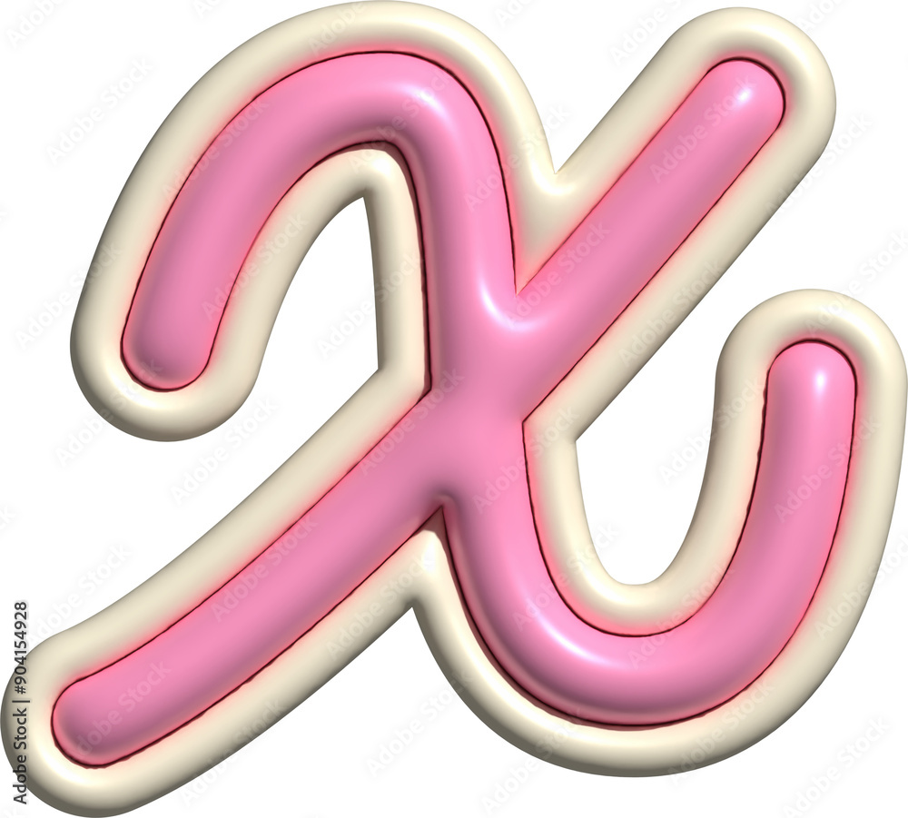 3D Coquette Pink Script Letter x 3D Coquette Pink Script Letter x