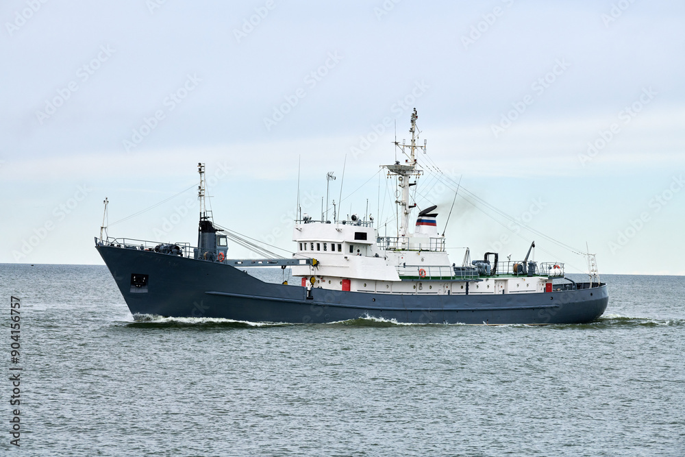 Russian warship armed with armament sails into sea toward military target to attack and destroy Russian warship armed with armament sails into sea toward military target to attack and destroy