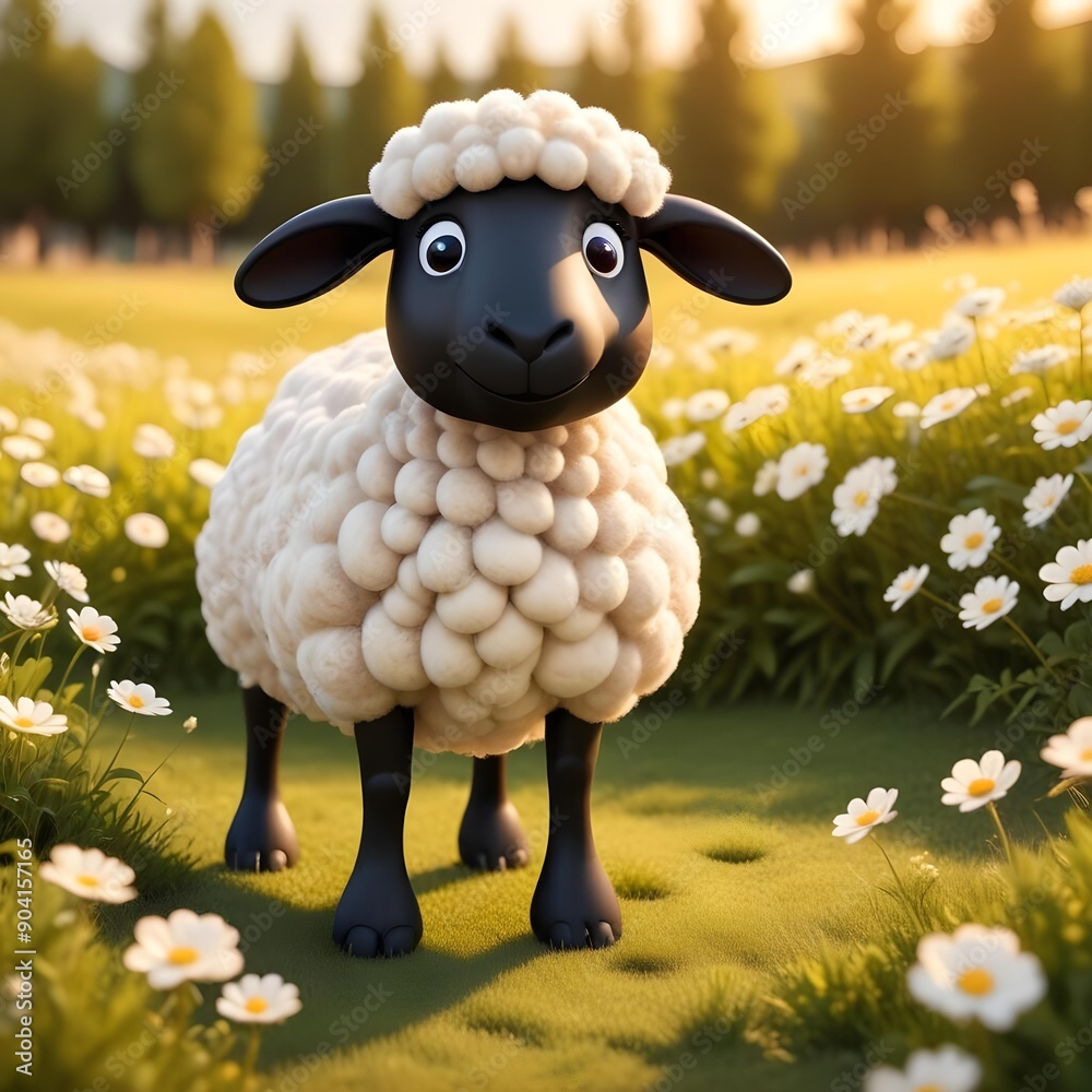 3d sheep with black face 3d sheep with black face