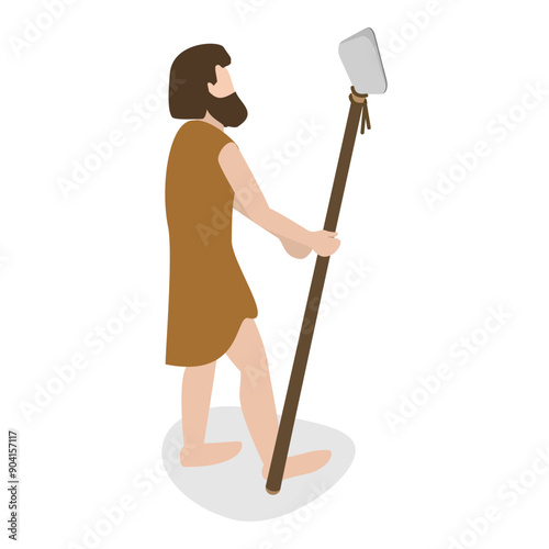 3D Isometric Flat Vector Illustration of Darwin Theory, Human Evolution. Item 1