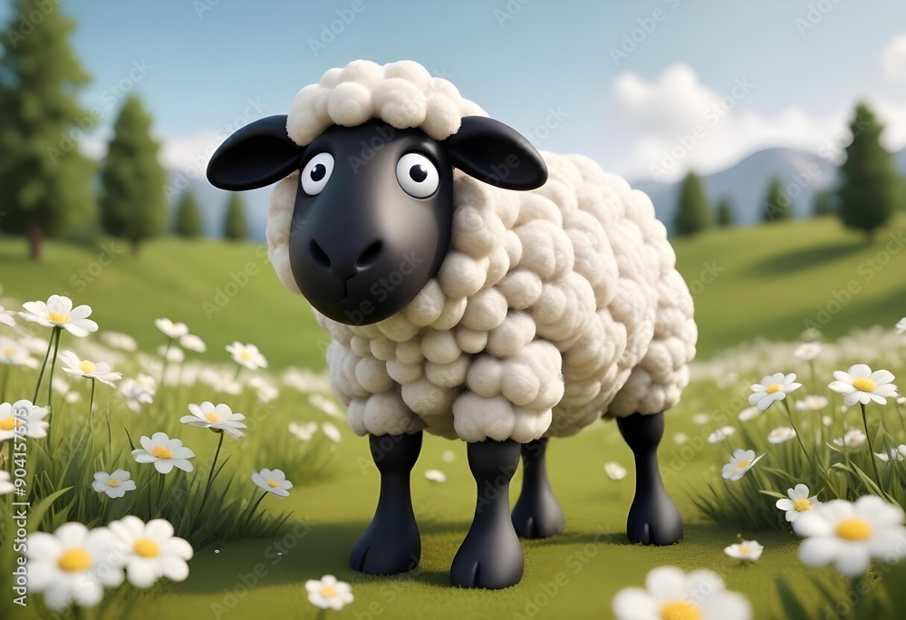 3d sheep with black face 3d sheep with black face