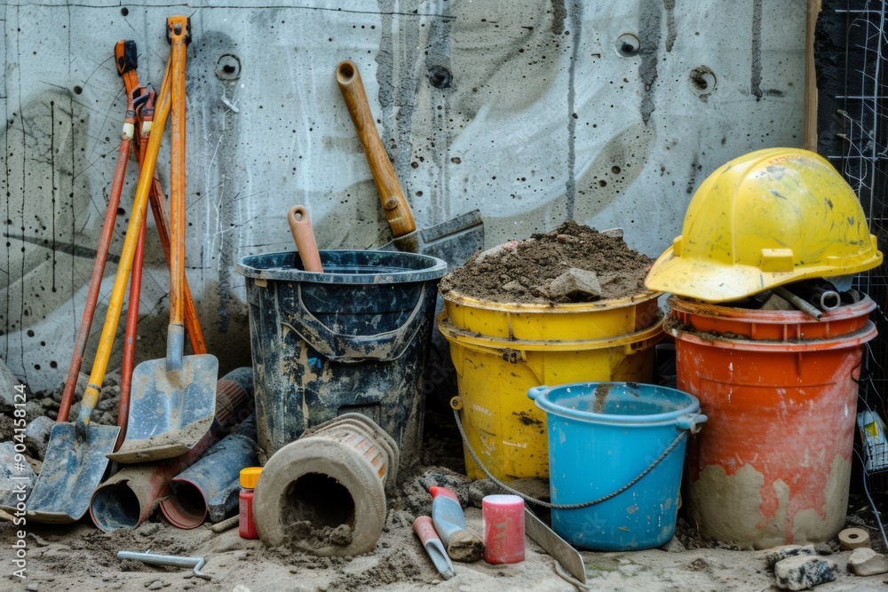 Tools scattered on a wooden surface, including power tools and hand tools. Tools scattered on a wooden surface, including power tools and hand tools.