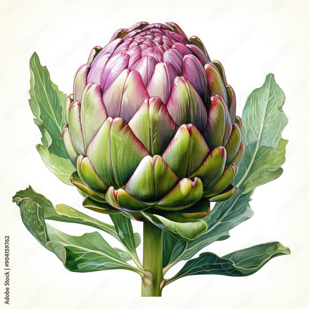 Fototapeta premium Watercolor Artichoke Illustration, Generative Ai
