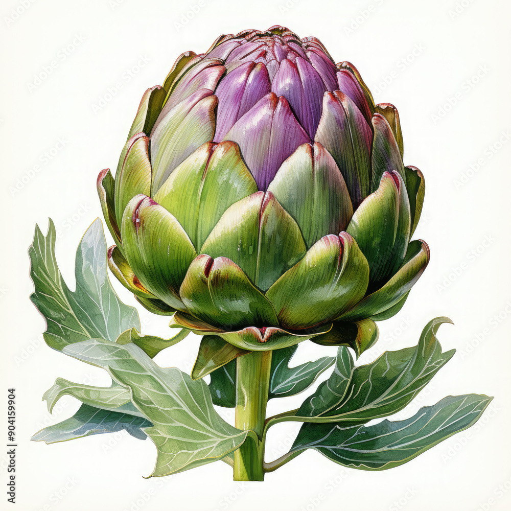 Watercolor Artichoke Illustration, Generative Ai Watercolor Artichoke Illustration, Generative Ai