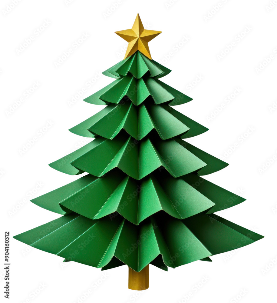 Obraz premium PNG Christmas tree origami paper white background.