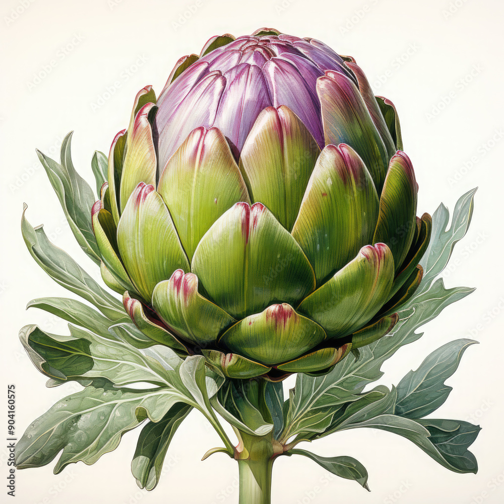 Fototapeta premium Watercolor Artichoke Illustration, Generative Ai
