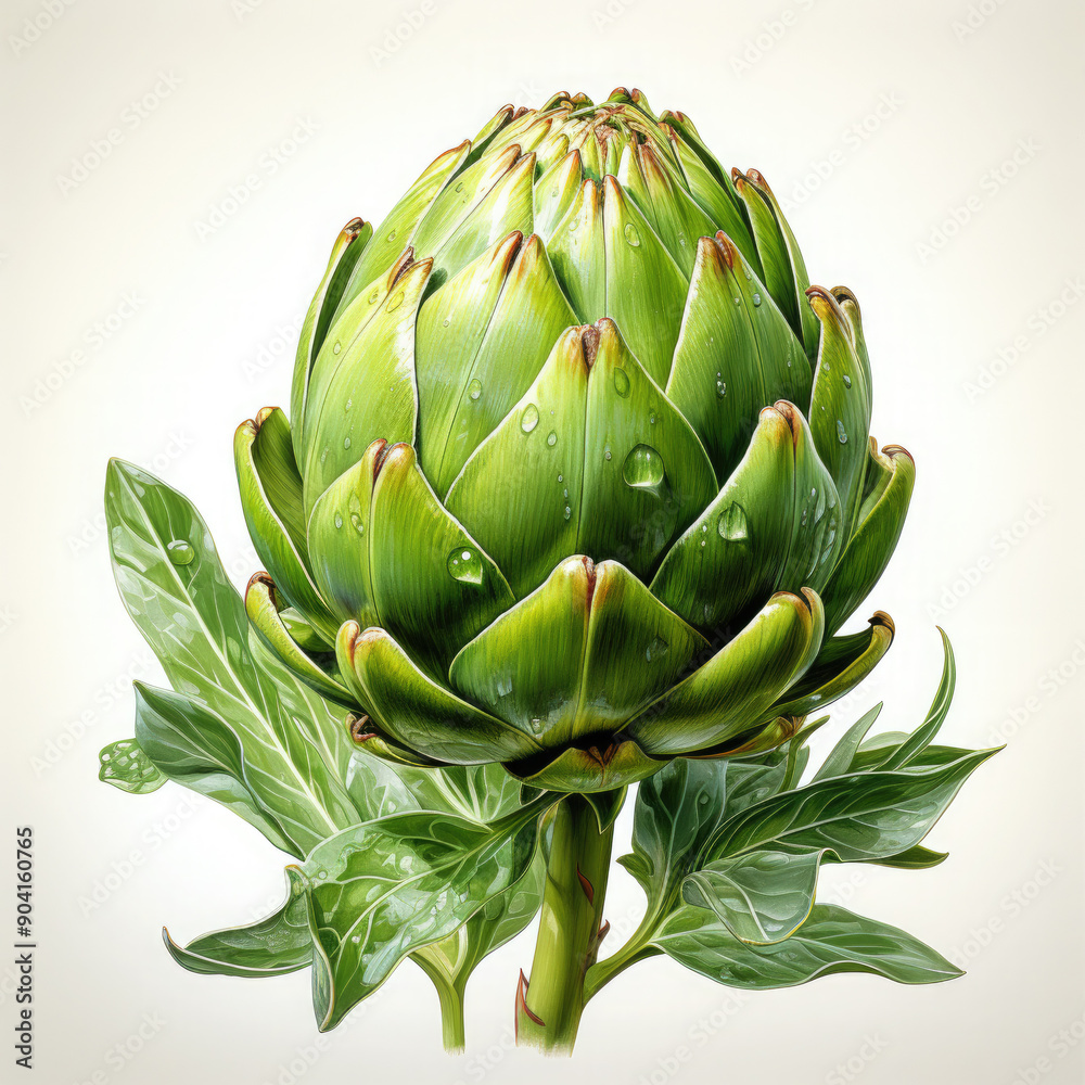 Fototapeta premium Watercolor Artichoke Illustration, Generative Ai