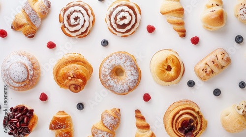 pastry pieces on white background.