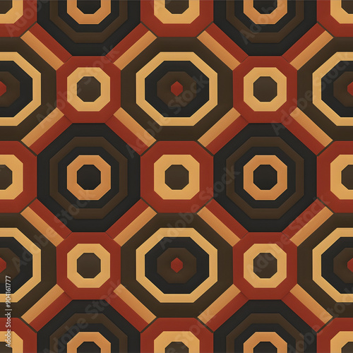 Grandparentcore Gorpcore Aesthetic in 8K: Hypnotic Brown and Amber Shining Hotel Lobby Pattern with Carpetpunk Influence photo