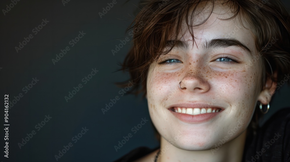 Portrait of a non-binary person, happy, portrait of a smiling young non binary person, portrait of young man Portrait of a non-binary person, happy, portrait of a smiling young non binary person, portrait of young man