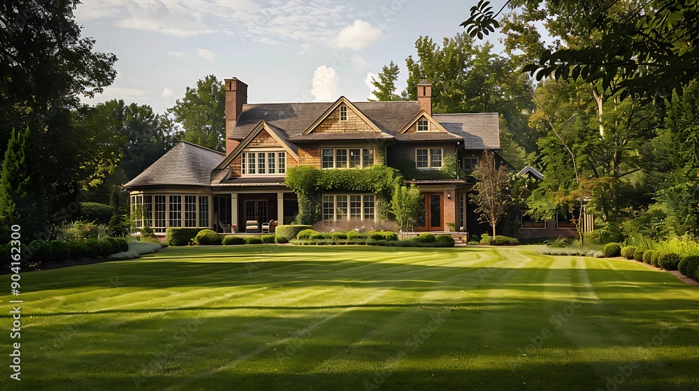 A rural home situated in the suburban area of Leesburg virginia features a verdant lawn in the forefront