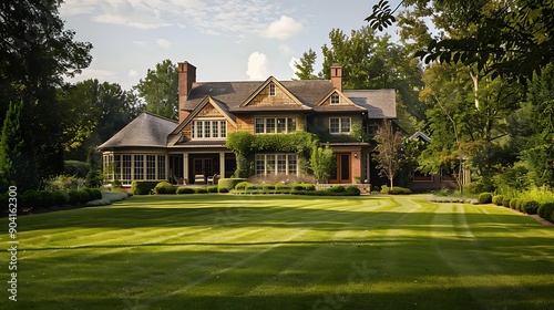 Obraz na płótnie A rural home situated in the suburban area of Leesburg virginia features a verdant lawn in the forefront w salonie