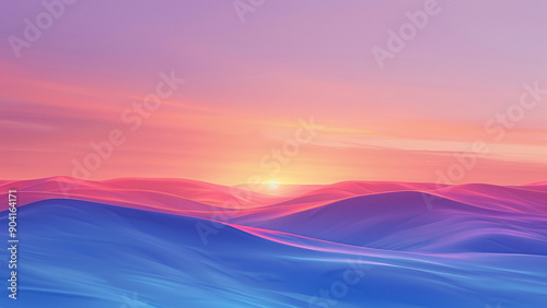 Abstract Serenity Waves: A Tranquil Gradient of Dawn - Unique Background & Wallart Design © RERMTON