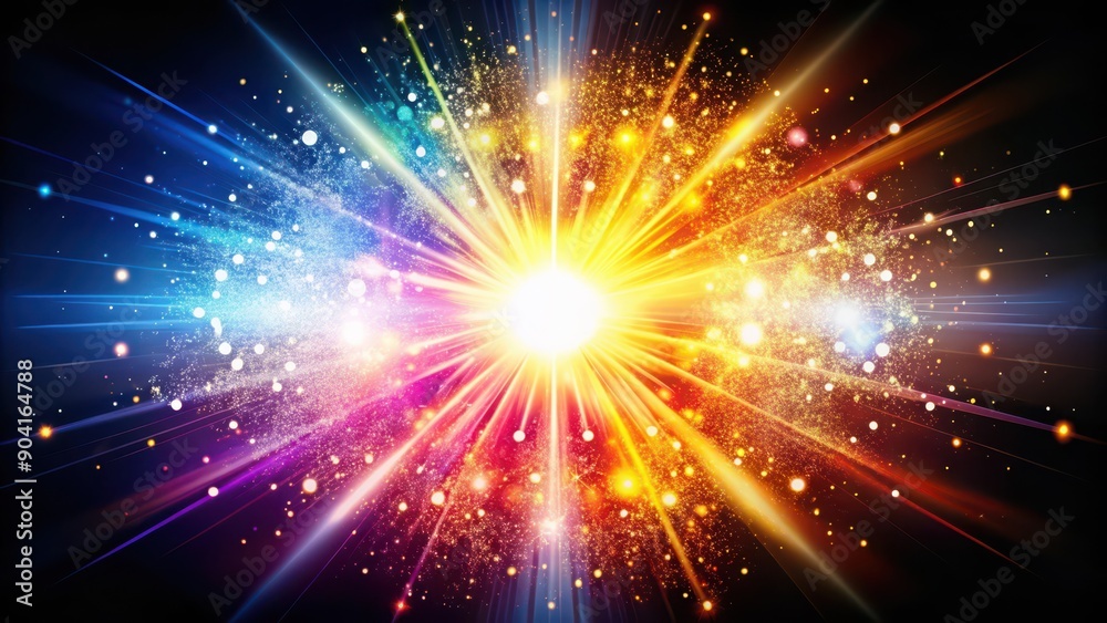 Naklejka premium A Vibrant Explosion of Light and Color with a Glowing Center
