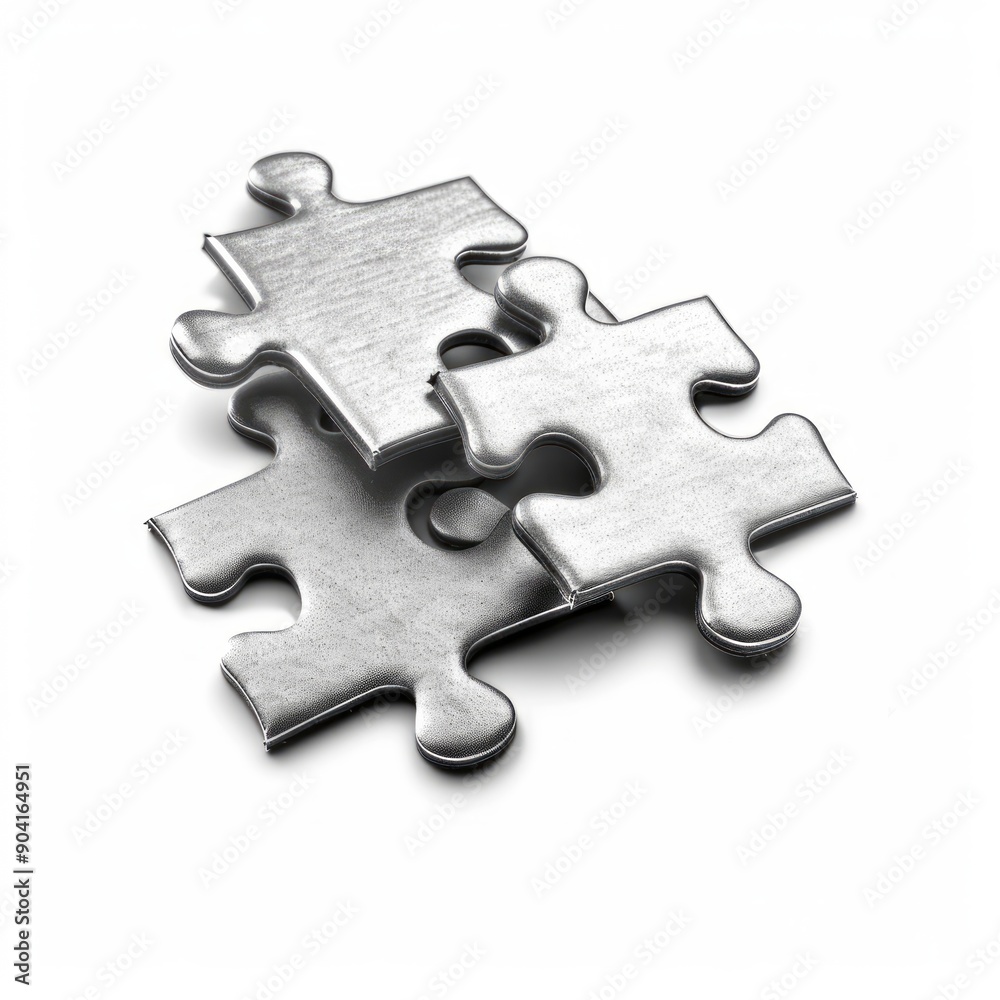 medium shot of four pieces of puzzle, isolated on a white background, bright and vivid tonality medium shot of four pieces of puzzle, isolated on a white background, bright and vivid tonality