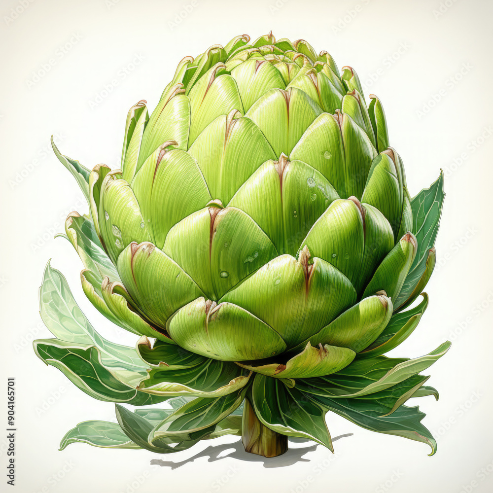 Watercolor Artichoke Illustration, Generative Ai Watercolor Artichoke Illustration, Generative Ai