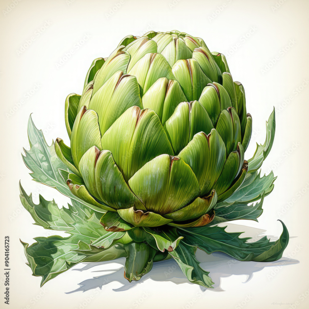 Watercolor Artichoke Illustration, Generative Ai Watercolor Artichoke Illustration, Generative Ai