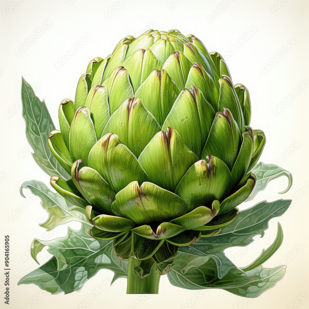Watercolor Artichoke Illustration, Generative Ai Watercolor Artichoke Illustration, Generative Ai