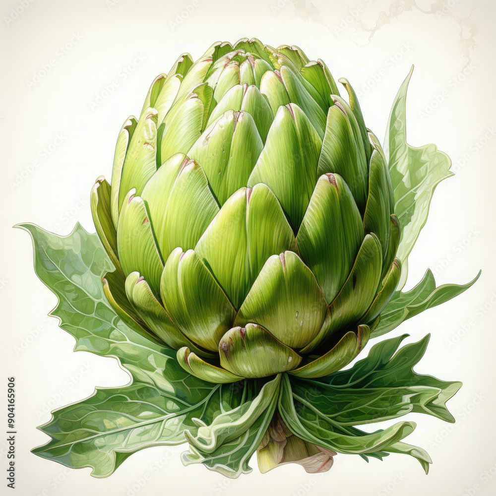 Watercolor Artichoke Illustration, Generative Ai Watercolor Artichoke Illustration, Generative Ai